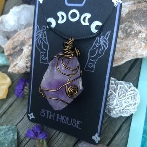 Wire Wrapped Amethyst Cluster Point in Antique Bronze